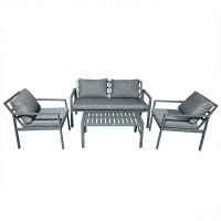 Σαλόνι Gardenly pakoworld σετ 4τμχ αλουμίνιο σε αθρακί απόχρωση με γκρι μαξιλάρια