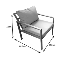 Σαλόνι Gardenly pakoworld σετ 4τμχ αλουμίνιο σε αθρακί απόχρωση με γκρι μαξιλάρια