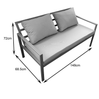 Σαλόνι Gardenly pakoworld σετ 4τμχ αλουμίνιο σε αθρακί απόχρωση με γκρι μαξιλάρια