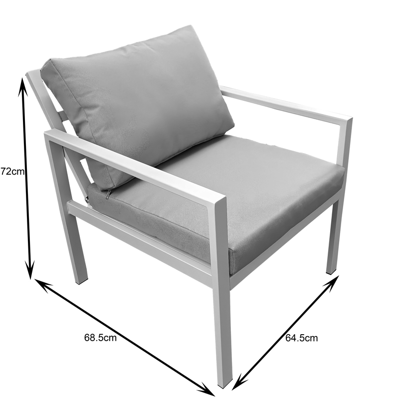 Σαλόνι Gardenly pakoworld σετ 4τμχ αλουμίνιο σε λευκή απόχρωση με μπεζ μαξιλάρια Σαλόνι Gardenly pakoworld σετ 4τμχ αλουμίνιο σε λευκή απόχρωση με μπεζ μαξιλάρια