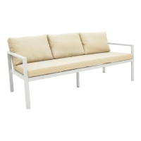 Σαλόνι Gardenly Ι pakoworld σετ 4τμχ αλουμίνιο σε λευκή απόχρωση με γκρι-μπεζ μαξιλάρια