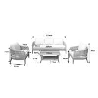 Σαλόνι κήπου Riviera pakoworld 4τεμ μασίφ ξύλο ακακίας-ύφασμα μπεζ