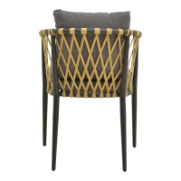 Πολυθρόνα Peluxe pakoworld αλουμίνιο ανθρακί-pe σχοινί φυσικό-μαξιλάρια γκρι 54x62x84εκ