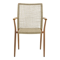 Πολυθρόνα Solana pakoworld στοιβαζόμενη- teak ξύλο- αλουμίνιο σε καφέ-pe σχοινί σε φυσική απόχρωση 56x57x95εκ