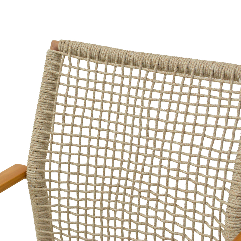 Πολυθρόνα Solana pakoworld στοιβαζόμενη- teak ξύλο- αλουμίνιο σε καφέ-pe σχοινί σε φυσική απόχρωση 56x57x95εκ