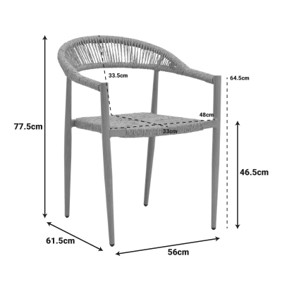 Πολυθρόνα Rayana pakoworld στοιβαζόμενη αλουμίνιο - pe rattan σε φυσική απόχρωση 56x61,5x77,5εκ