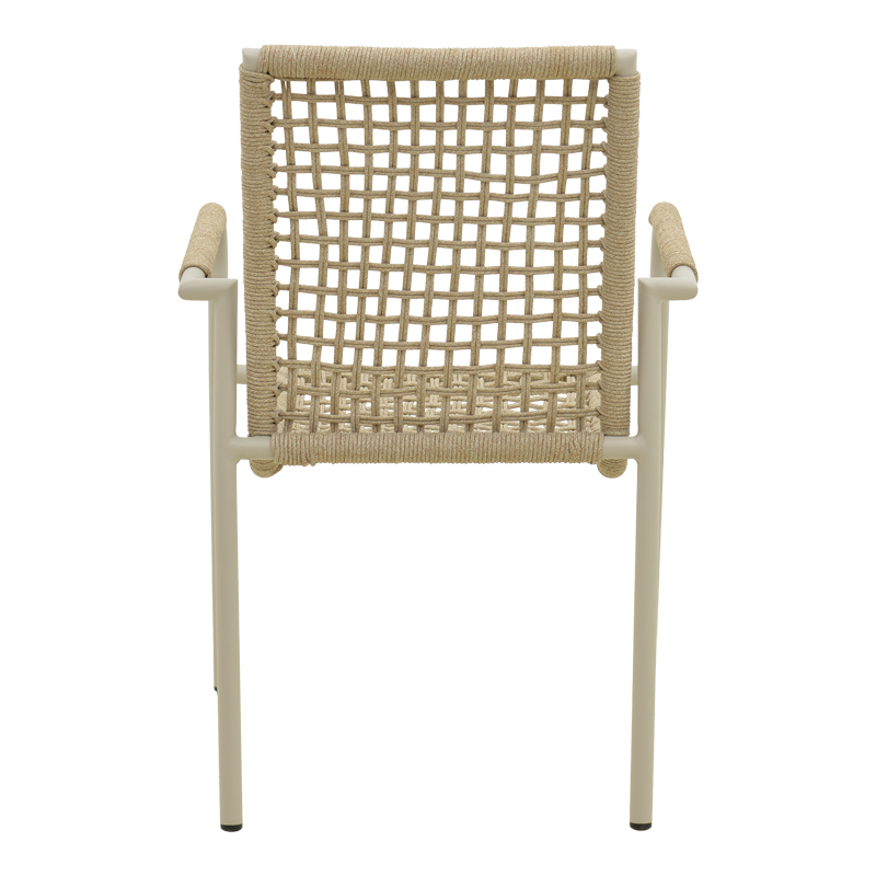 Πολυθρόνα Esence pakoworld στοιβαζόμενη αλουμίνιο cappuccino με pe σχοινί σε μπεζ απόχρωση 56x61,5x87,5εκ