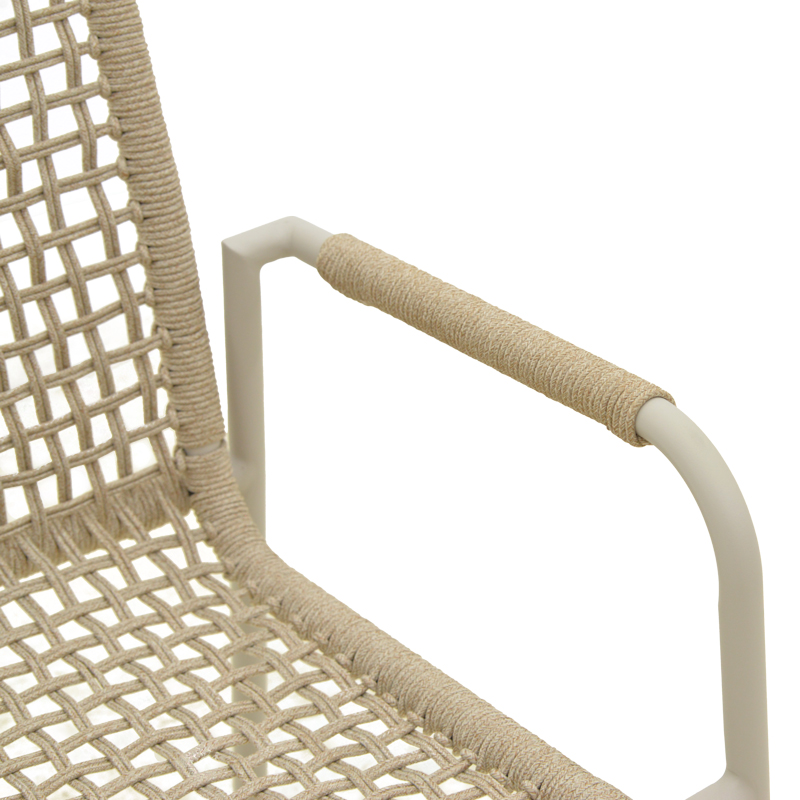 Πολυθρόνα Esence pakoworld στοιβαζόμενη αλουμίνιο cappuccino με pe σχοινί σε μπεζ απόχρωση 56x61,5x87,5εκ