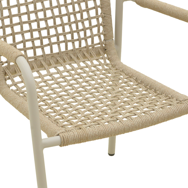 Πολυθρόνα Esence pakoworld στοιβαζόμενη αλουμίνιο cappuccino με pe σχοινί σε μπεζ απόχρωση 56x61,5x87,5εκ