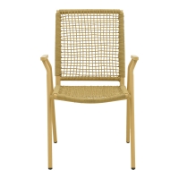 Πολυθρόνα Weave pakoworld στοιβαζόμενη αλουμίνιο-pe σχοινί σε μπεζ απόχρωση 57x63x86εκ