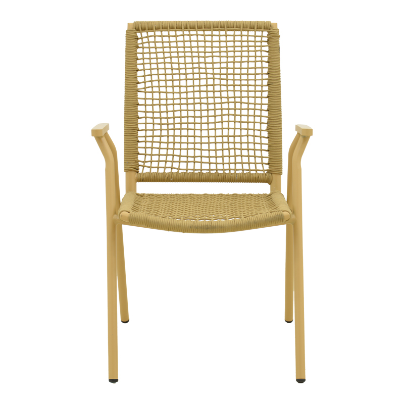 Πολυθρόνα Weave pakoworld στοιβαζόμενη αλουμίνιο-pe σχοινί σε μπεζ απόχρωση 57x63x86εκ