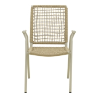 Πολυθρόνα Weave pakoworld στοιβαζόμενη αλουμίνιο σε μπεζ -pe σχοινί σε φυσική απόχρωση 57x63x86εκ