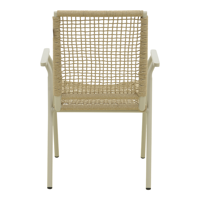 Πολυθρόνα Weave pakoworld στοιβαζόμενη αλουμίνιο σε μπεζ -pe σχοινί σε φυσική απόχρωση 57x63x86εκ