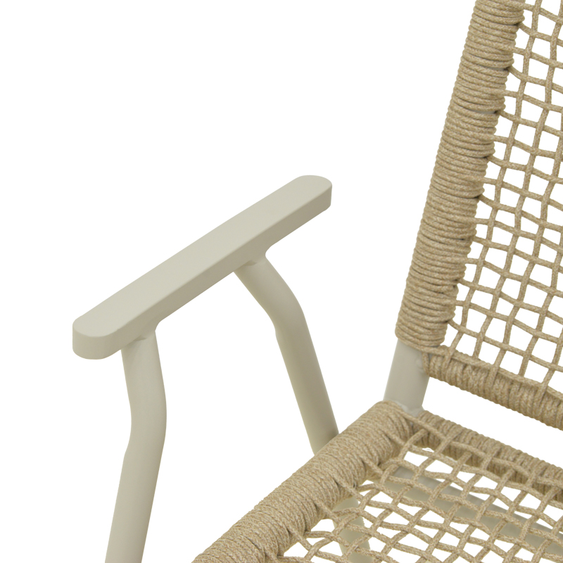 Πολυθρόνα Weave pakoworld στοιβαζόμενη αλουμίνιο σε μπεζ -pe σχοινί σε φυσική απόχρωση 57x63x86εκ