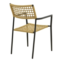 Πολυθρόνα Castal pakoworld στοιβαζόμενη μέταλλο σε μαύρο -pe σχοινί σε φυσική απόχρωση 56x60x84εκ