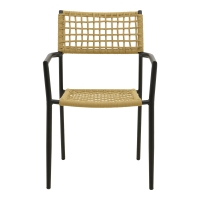 Πολυθρόνα Castal pakoworld στοιβαζόμενη μέταλλο σε μαύρο -pe σχοινί σε φυσική απόχρωση 56x60x84εκ