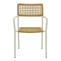 Πολυθρόνα Castal pakoworld στοιβαζόμενη μέταλλο σε λευκή -pe σχοινί σε φυσική απόχρωση 53x59x84εκ