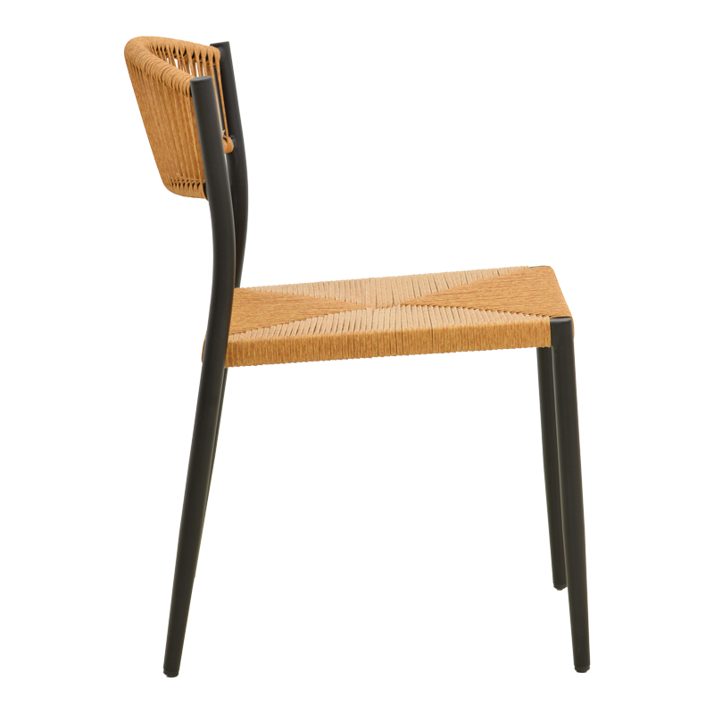 Καρέκλα Cura pakoworld στοιβαζόμενη αλουμίνιο σε μαύρη -pe rattan σε φυσική απόχρωση 53x59x78εκ Καρέκλα Cura pakoworld στοιβαζόμενη αλουμίνιο σε μαύρη -pe rattan σε φυσική απόχρωση 53x59x78εκ