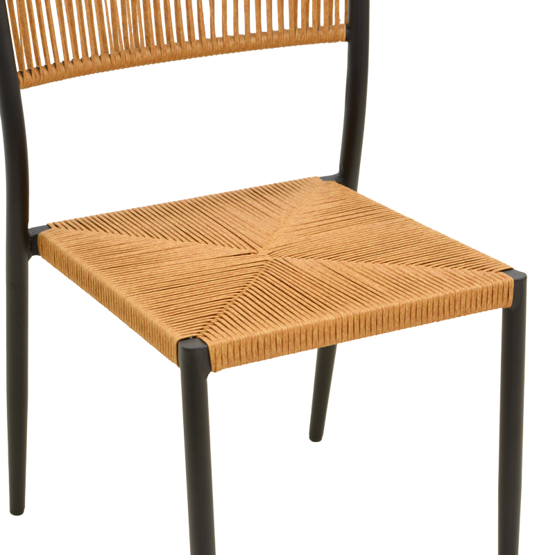 Καρέκλα Cura pakoworld στοιβαζόμενη αλουμίνιο σε μαύρη -pe rattan σε φυσική απόχρωση 53x59x78εκ Καρέκλα Cura pakoworld στοιβαζόμενη αλουμίνιο σε μαύρη -pe rattan σε φυσική απόχρωση 53x59x78εκ