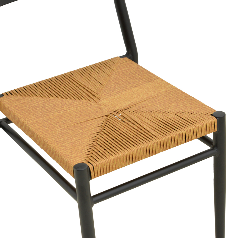 Καρέκλα Giardino pakoworld στοιβαζόμενη αλουμίνιο σε μαύρη -pe rattan σε φυσική απόχρωση 45x56x82εκ