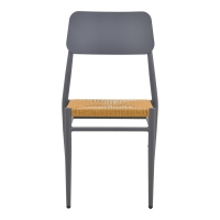 Καρέκλα Giardino pakoworld στοιβαζόμενη αλουμίνιο σε ανθρακί -pe rattan σε φυσική απόχρωση 45x56x82εκ