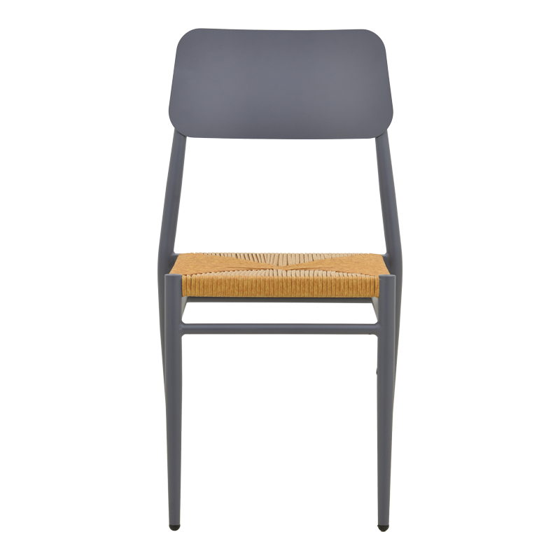 Καρέκλα Giardino pakoworld στοιβαζόμενη αλουμίνιο σε ανθρακί -pe rattan σε φυσική απόχρωση 45x56x82εκ