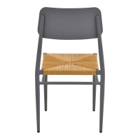 Καρέκλα Giardino pakoworld στοιβαζόμενη αλουμίνιο σε ανθρακί -pe rattan σε φυσική απόχρωση 45x56x82εκ