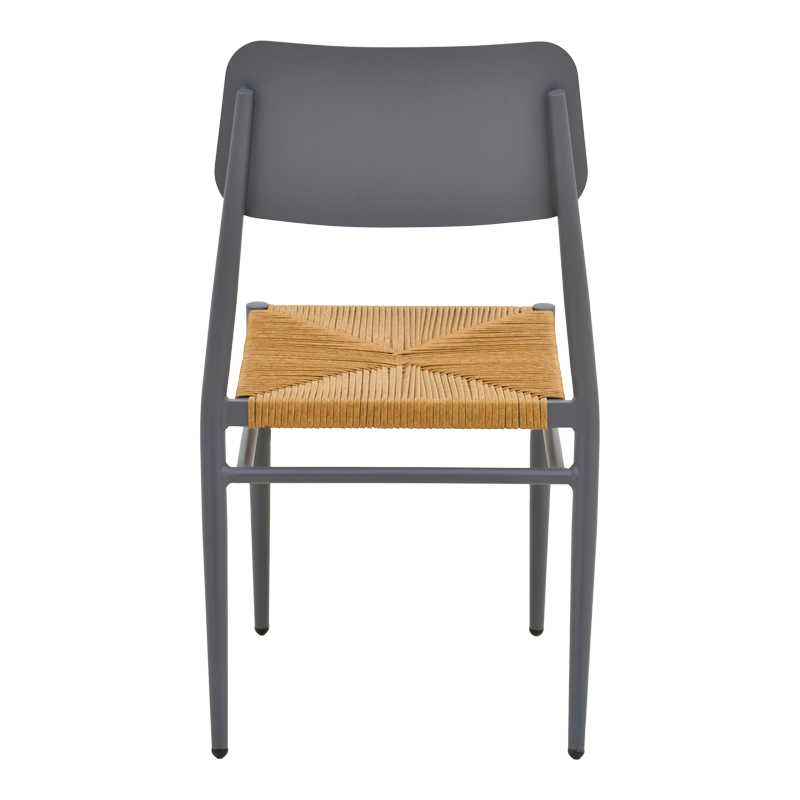 Καρέκλα Giardino pakoworld στοιβαζόμενη αλουμίνιο σε ανθρακί -pe rattan σε φυσική απόχρωση 45x56x82εκ