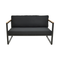 Καναπές διθέσιος Aurelio pakoworld μαύρο μέταλλο με μαύρα μαξιλάρια 130x74x63εκ