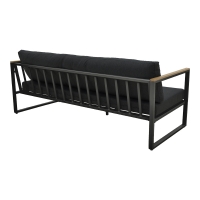 Καναπές τριθέσιος Aurelio pakoworld μαύρο μέταλλο με μαύρα μαξιλάρια 192x74x63εκ