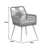 Πολυθρόνα Andros pakoworld αλουμίνιο σε λευκή- pe σχοινί σε φυσική απόχρωση 56x60x86εκ