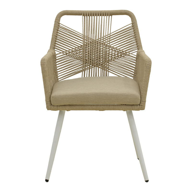 Πολυθρόνα Andros pakoworld αλουμίνιο σε λευκή- pe σχοινί σε φυσική απόχρωση 56x60x86εκ