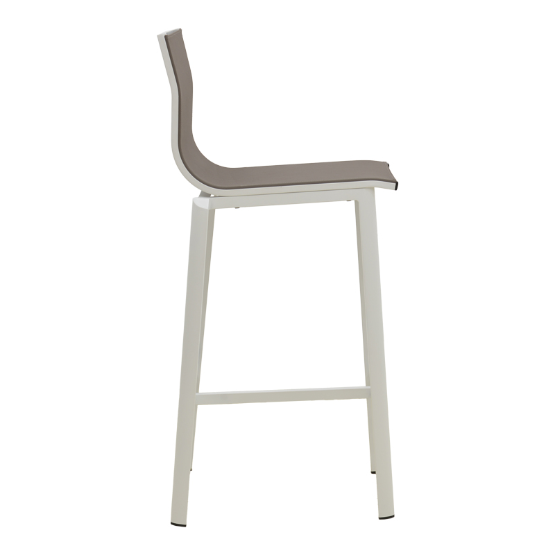 Σκαμπό μπαρ Melina pakoworld στοιβαζόμενη αλουμίνιο σε λευκή- textline σε γκρι απόχρωση 57x52,5x106,5εκ