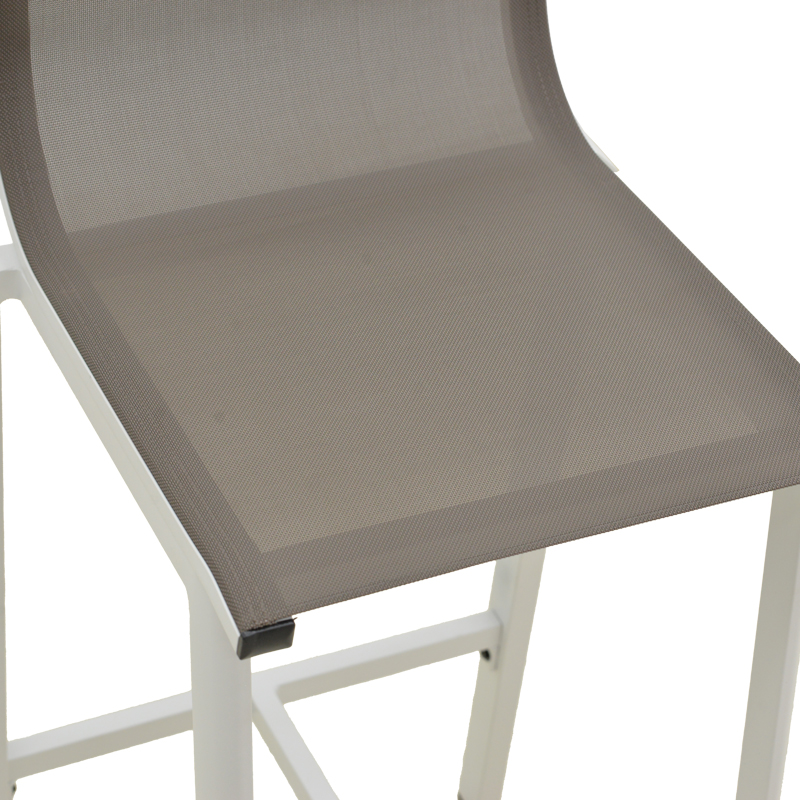 Σκαμπό μπαρ Melina pakoworld στοιβαζόμενη αλουμίνιο σε λευκή- textline σε γκρι απόχρωση 57x52,5x106,5εκ