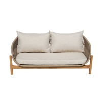 Καναπές 2θέσιος Verilan pakoworld μασίφ ξύλο ακακίας-ύφασμα σε φυσική-μπεζ απόχρωση 163x77x70εκ
