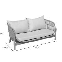 Καναπές 2θέσιος Verilan pakoworld μασίφ ξύλο ακακίας-ύφασμα σε φυσική-μπεζ απόχρωση 163x77x70εκ