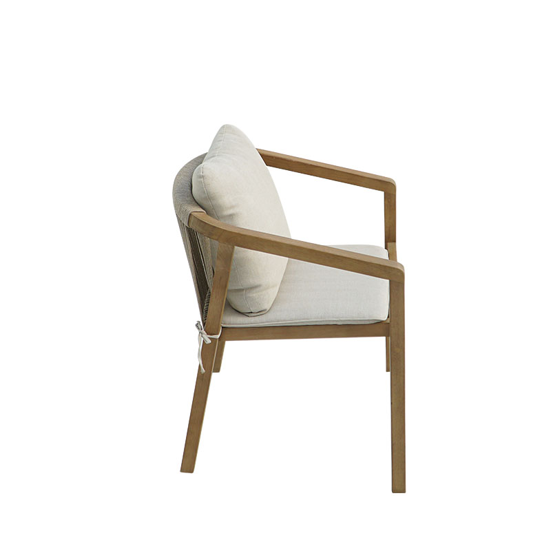 Πολυθρόνα Malibu II pakoworld μασίφ ξύλο ακακίας-ύφασμα σε φυσική-μπεζ απόχρωση 58x63x74εκ