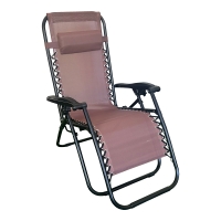 Πολυθρόνα πτυσσόμενη Mirka pakoworld textilene-μέταλλο σε καφέ-μαύρη απόχρωση 65x165x110εκ