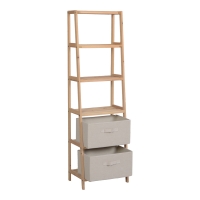 Ραφιέρα δαπέδου με συρτάρια Wolen pakoworld ξύλο ελάτου-ύφασμα σε φυσική-μπεζ απόχρωση 42x27.5x139εκ