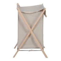Καλάθι απλύτων Lonerte pakoworld ξύλο ελάτου-ύφασμα σε φυσική-μπεζ απόχρωση 43.5x41x64εκ