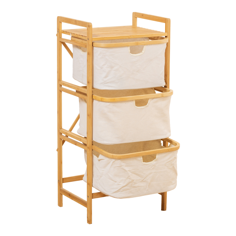 Ραφιέρα δαπέδου Hanev pakoworld μπαμπού-ύφασμα σε φυσική-μπεζ απόχρωση 44x33x96εκ Ραφιέρα δαπέδου Hanev pakoworld μπαμπού-ύφασμα σε φυσική-μπεζ απόχρωση 44x33x96εκ