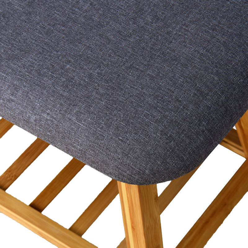 Παπουτσοθήκη-Σκαμπό Zerma pakoworld 4 ζευγών μπαμπού-ύφασμα σε φυσική-γκρι απόχρωση 100x30.5x44εκ