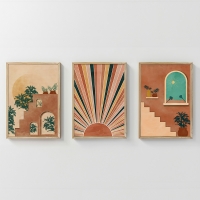 Πίνακας Quesin pakoworld τρίπτυχος με ψηφιακή εκτύπωση και πλαίσιο 33x1.5x48εκ Πίνακας Quesin pakoworld τρίπτυχος με ψηφιακή εκτύπωση και πλαίσιο 33x1.5x48εκ