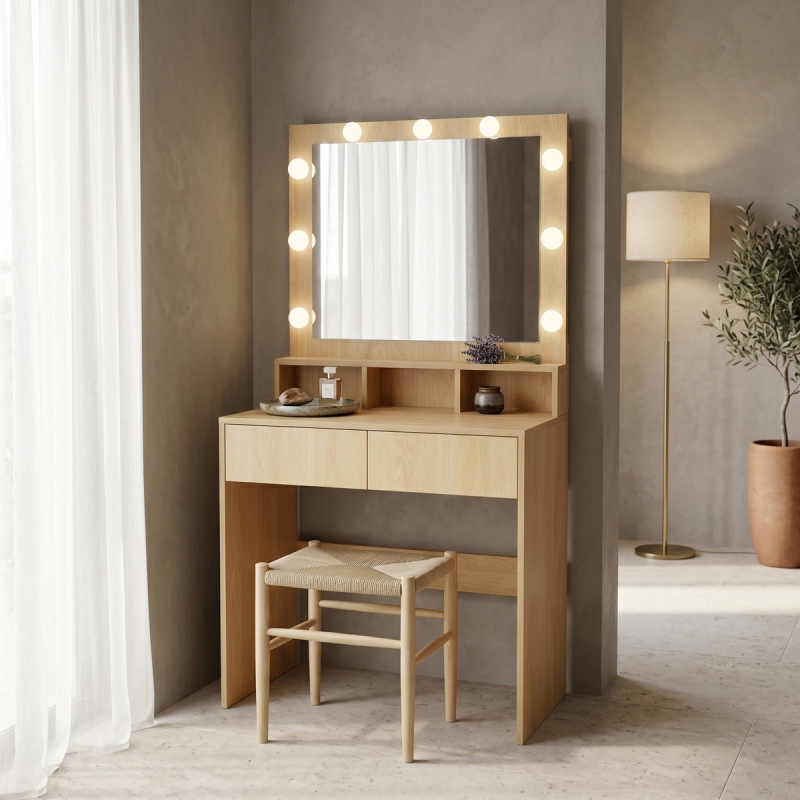 Τουαλέτα κρεβατοκάμαρας Vanity pakoworld με led σε φυσική απόχρωση 80x40x140εκ Τουαλέτα κρεβατοκάμαρας Vanity pakoworld με led σε φυσική απόχρωση 80x40x140εκ