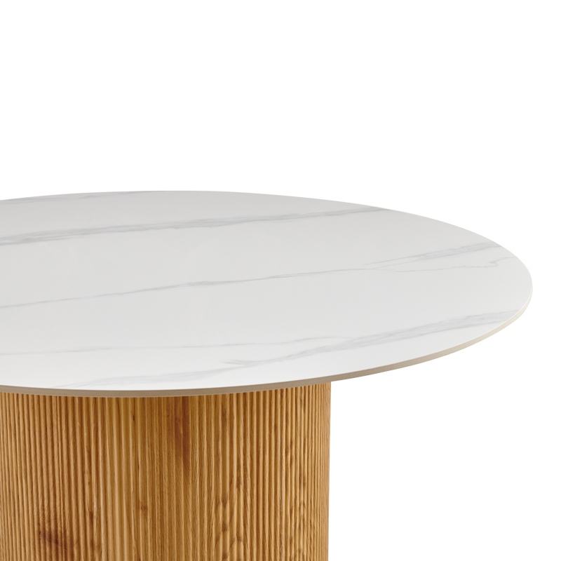 Τραπέζι Sikulu pakoworld oak MDF με κεραμική επιφάνεια σε λευκό μαρμάρου Φ125x77εκ Τραπέζι Sikulu pakoworld oak MDF με κεραμική επιφάνεια σε λευκό μαρμάρου Φ125x77εκ