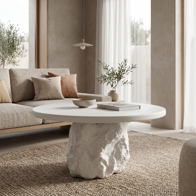 Τραπέζι σαλονιού Zinol pakoworld mdf-polyresin λευκό Φ77x36εκ Τραπέζι σαλονιού Zinol pakoworld mdf-polyresin λευκό Φ77x36εκ