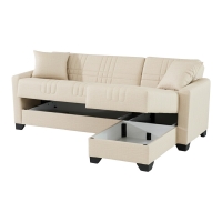 Γωνιακός καναπές-κρεβάτι αναστρέψιμος Stashio pakoworld ύφασμα κρεμ 202x143x84εκ