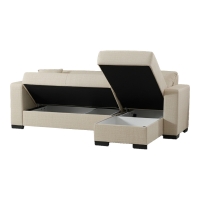 Γωνιακός καναπές-κρεβάτι αναστρέψιμος Dumma pakoworld ύφασμα κρεμ 226x148x86εκ