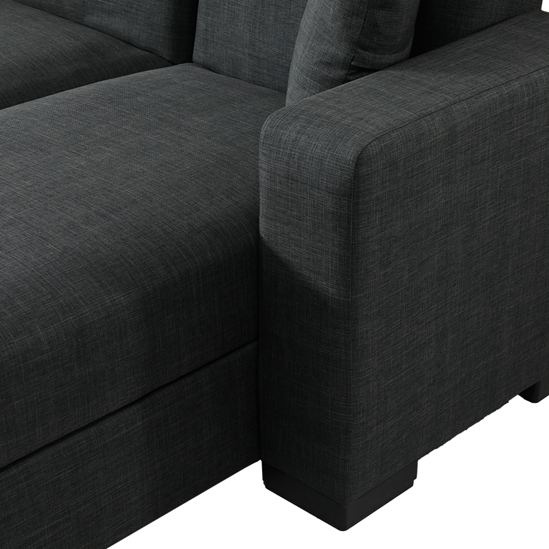 Γωνιακός καναπές-κρεβάτι αναστρέψιμος Dumma pakoworld ύφασμα ανθρακί 226x148x86εκ