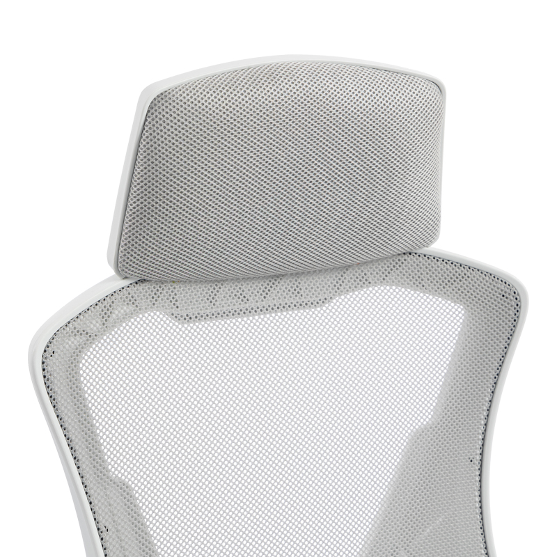 Καρέκλα γραφείου διευθυντή με υποπόδιο Meton pakoworld λευκό - mesh γκρι 48x60x118-128εκ